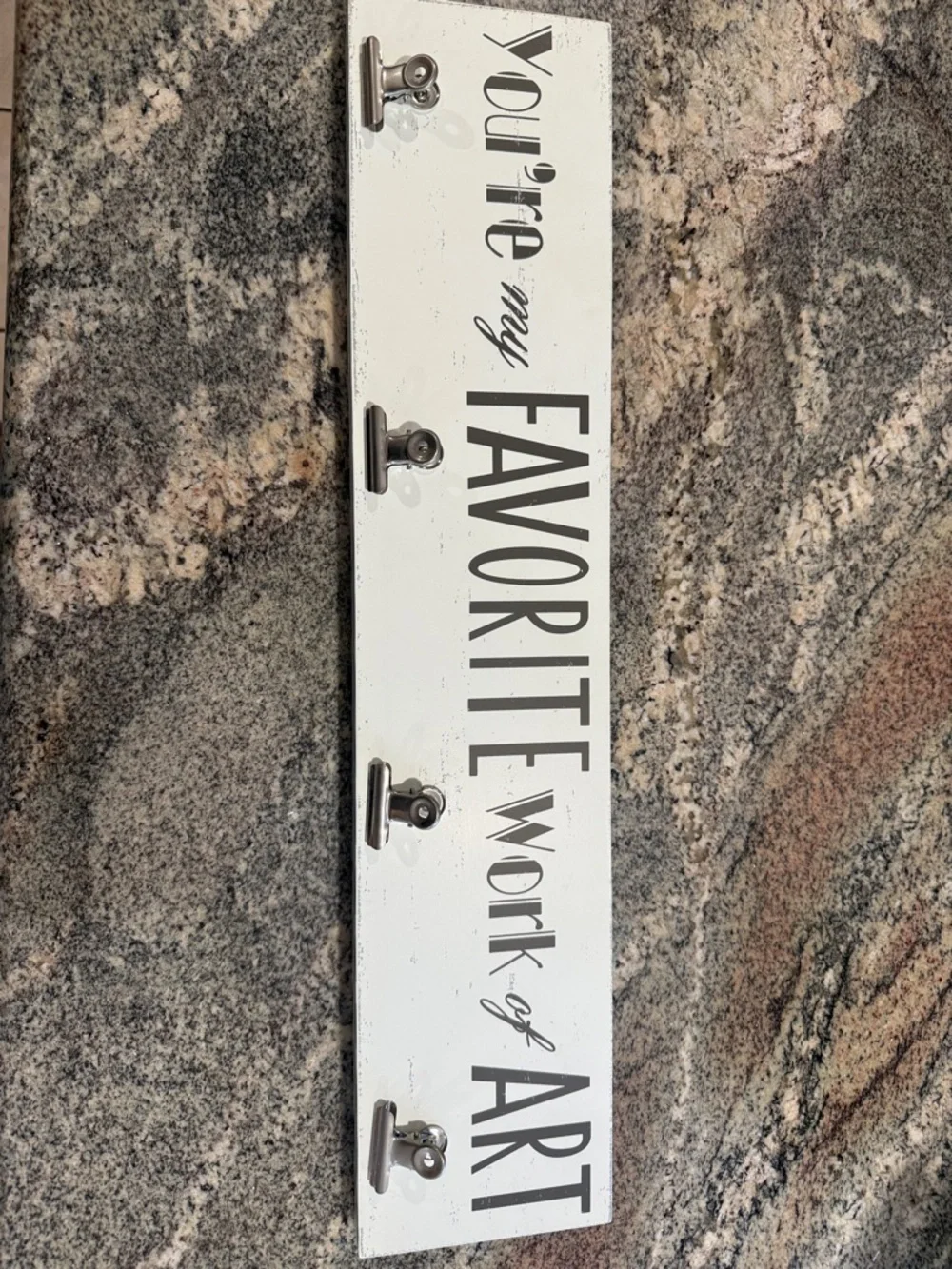 Rustic White 'You're My Favorite Work of Art' Wall Hook Rack